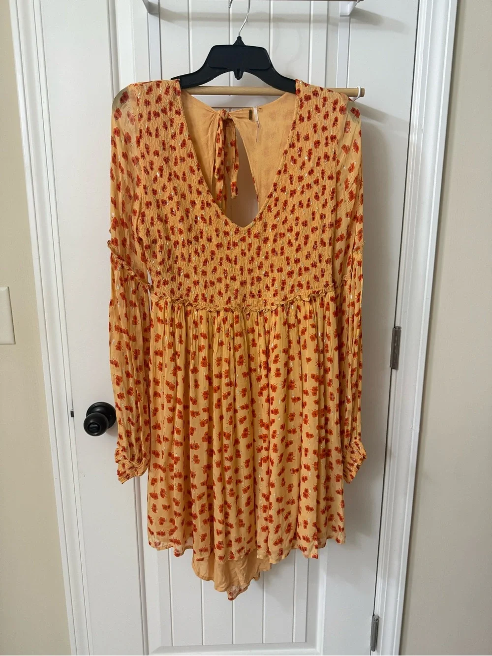 Free People Mustard Yellow with orange flowers dress
